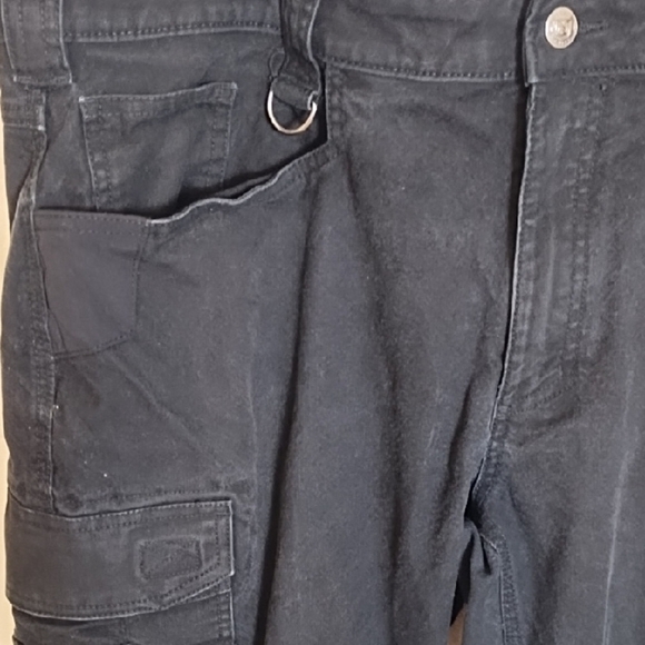 Hammer Down Heavy Duty Black Cargo Pants Sturdy Fabric Double knees & leg Hem - Picture 3 of 16